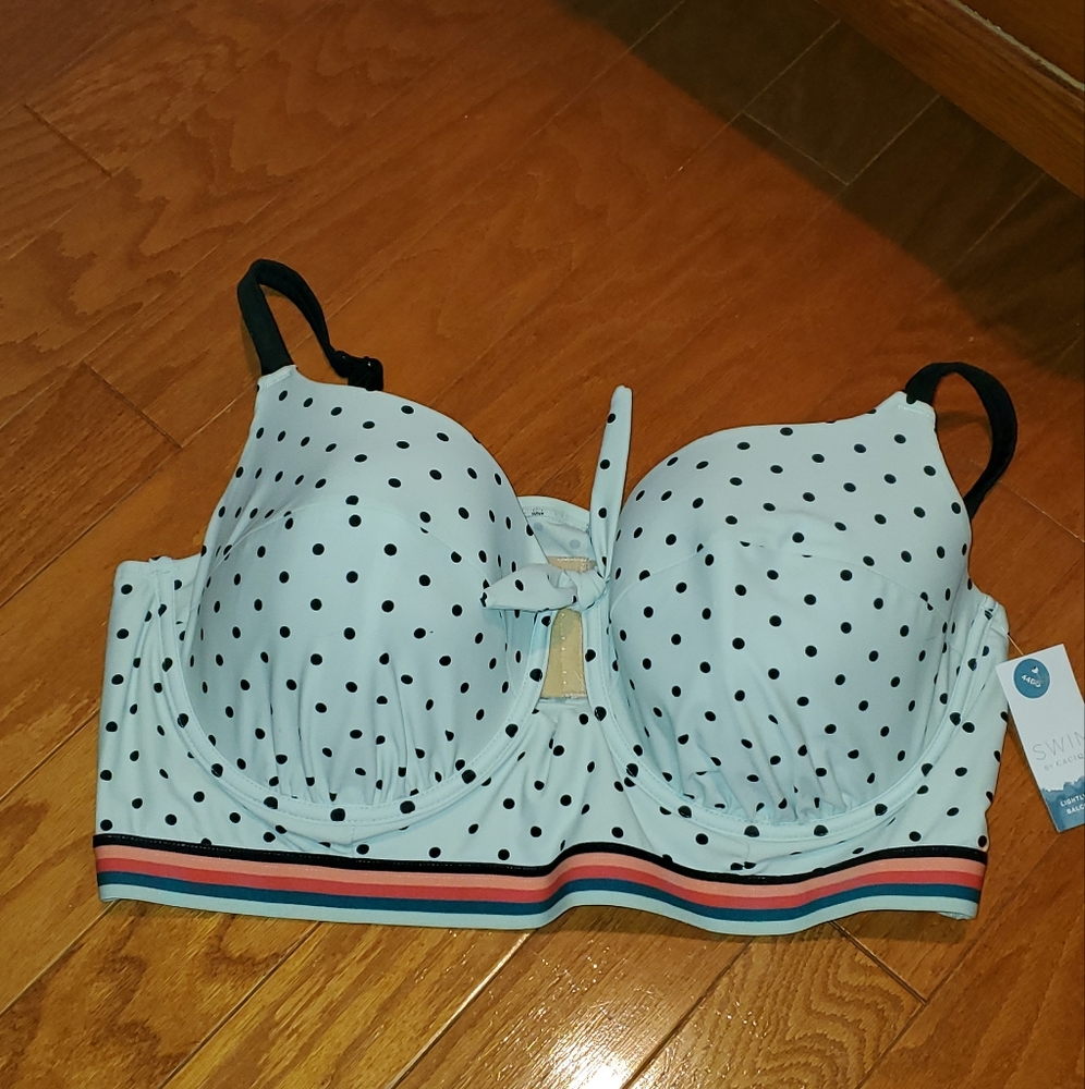 Lane Byrant Light Blue Pokadotted Swimsuit